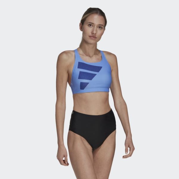 Haut De Bikini Big Bars Adidas Bleu
