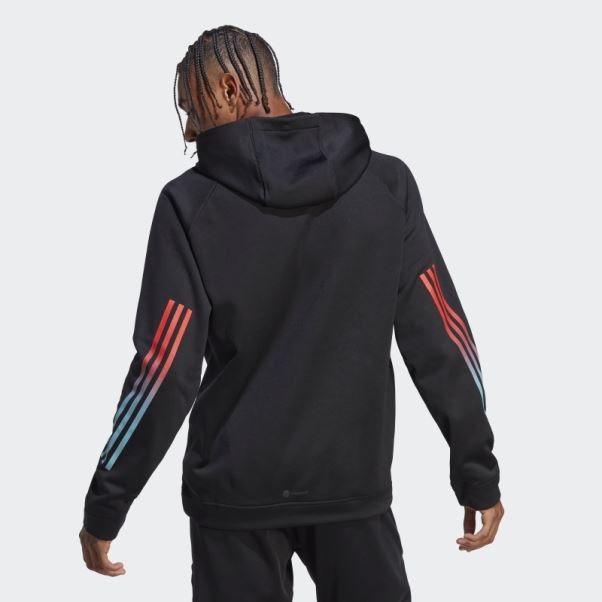 Adidas Train Icon 3-stripes Sweat à Capuche D'entraînement Noir