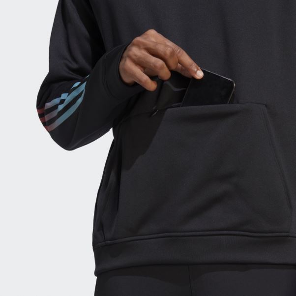 Adidas Train Icon 3-stripes Sweat à Capuche D'entraînement Noir