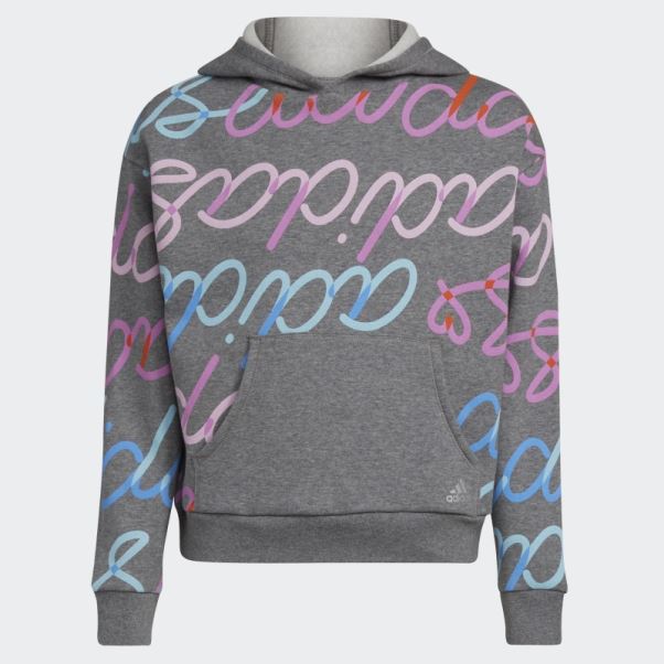 Adi Script Sweat à Capuche Polaire Adidas Anthracite Hthd