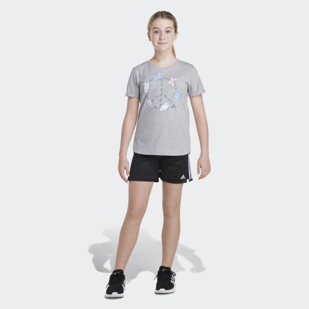 T-shirt à Manches Roulées Adidas Heather Gris Moyen