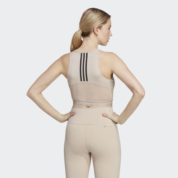 Adidas Aeroready Hyperglam Crop Débardeur Taupe