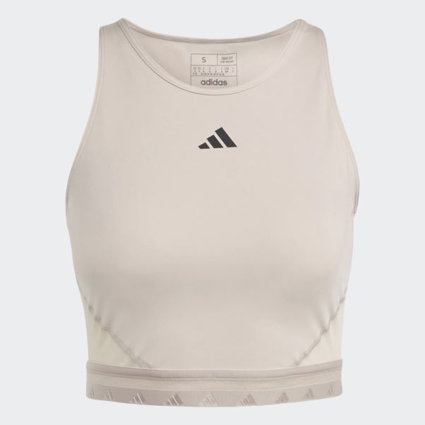 Adidas Aeroready Hyperglam Crop Débardeur Taupe