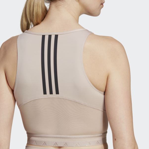 Adidas Aeroready Hyperglam Crop Débardeur Taupe