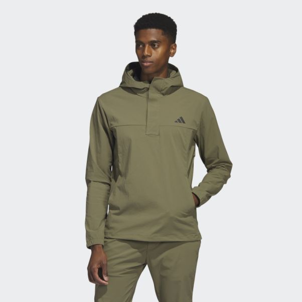 Sweat à Capuche De Golf 1/4 Zip Ripstop Olive Adidas
