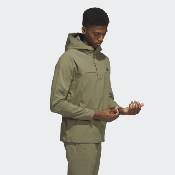 Sweat à Capuche De Golf 1/4 Zip Ripstop Olive Adidas