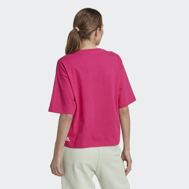 T-shirt Court Ample à Logo Multicolore Essentials Real Magenta Adidas