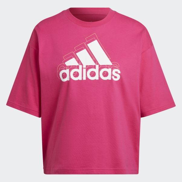 T-shirt Court Ample à Logo Multicolore Essentials Real Magenta Adidas