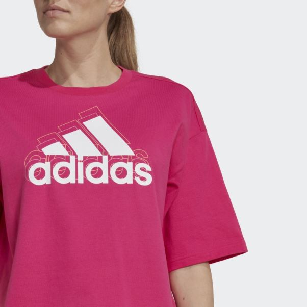 T-shirt Court Ample à Logo Multicolore Essentials Real Magenta Adidas