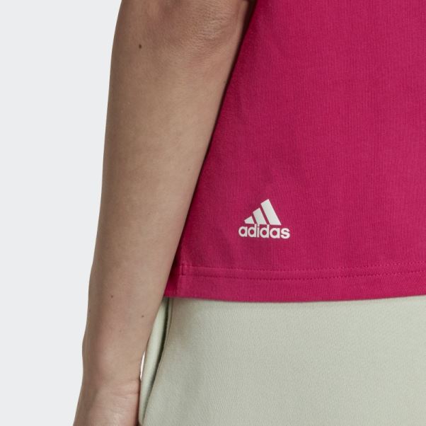 T-shirt Court Ample à Logo Multicolore Essentials Real Magenta Adidas