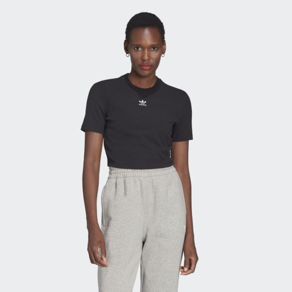 Adidas Adicolor Essentials T-shirt Court Côtelé Noir