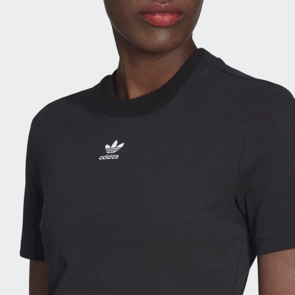 Adidas Adicolor Essentials T-shirt Court Côtelé Noir