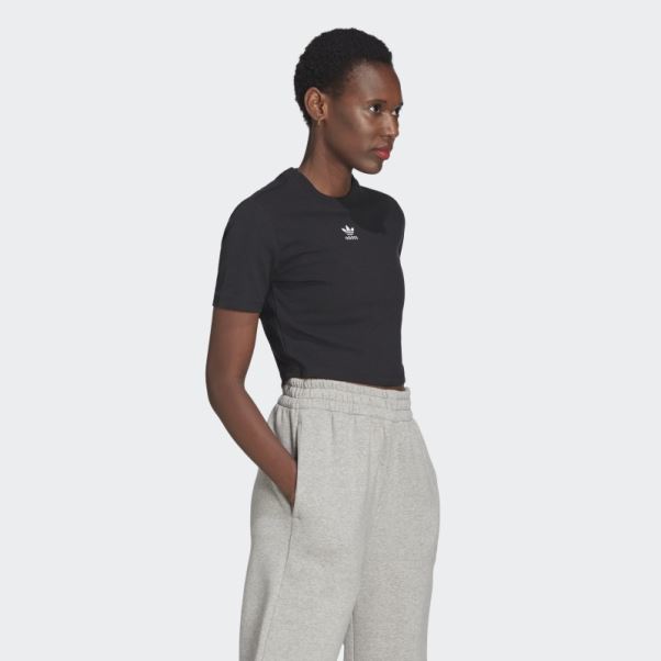 Adicolor Essentials T-shirt Court Côtelé Noir Adidas