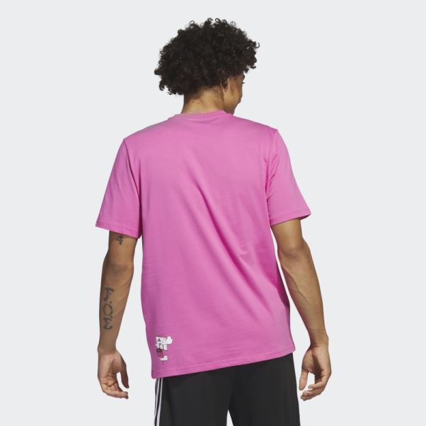 T-shirt Graphique Adidas Lil' Stripe Basketball Fuchsia