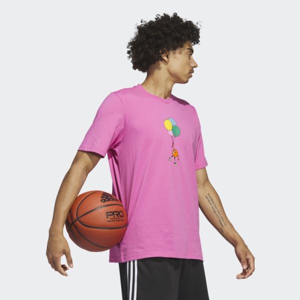 T-shirt Graphique Adidas Lil' Stripe Basketball Fuchsia