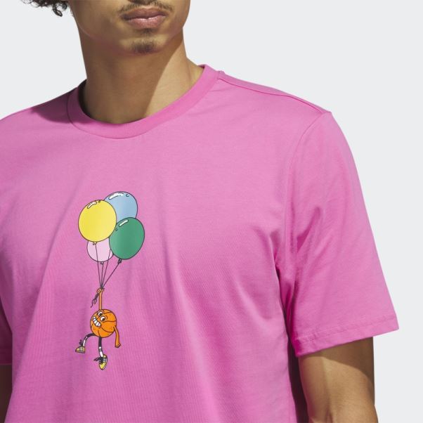 T-shirt Graphique Adidas Lil' Stripe Basketball Fuchsia