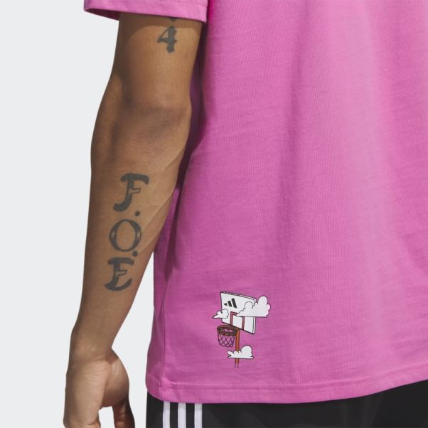 T-shirt Graphique Adidas Lil' Stripe Basketball Fuchsia