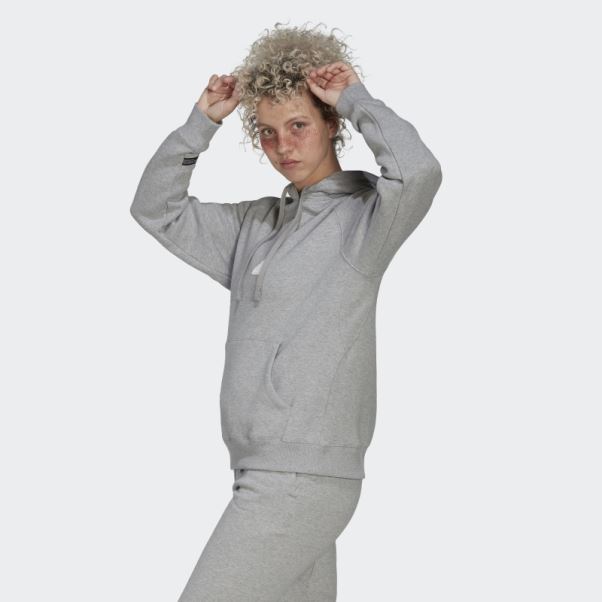 Sweat à Capuche Oversize Gris Moyen Adidas