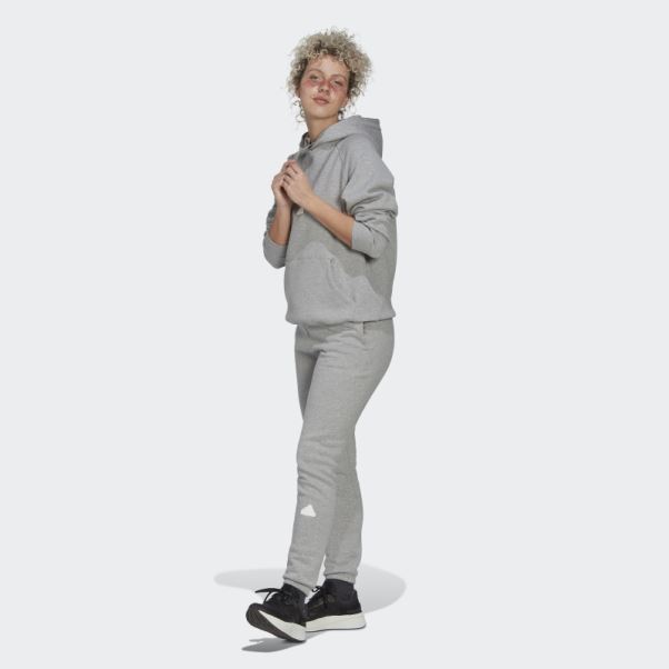Sweat à Capuche Oversize Gris Moyen Adidas