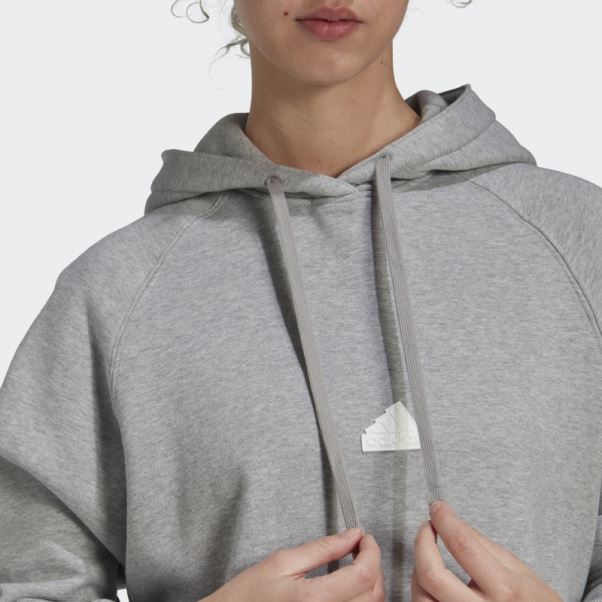 Sweat à Capuche Oversize Gris Moyen Adidas