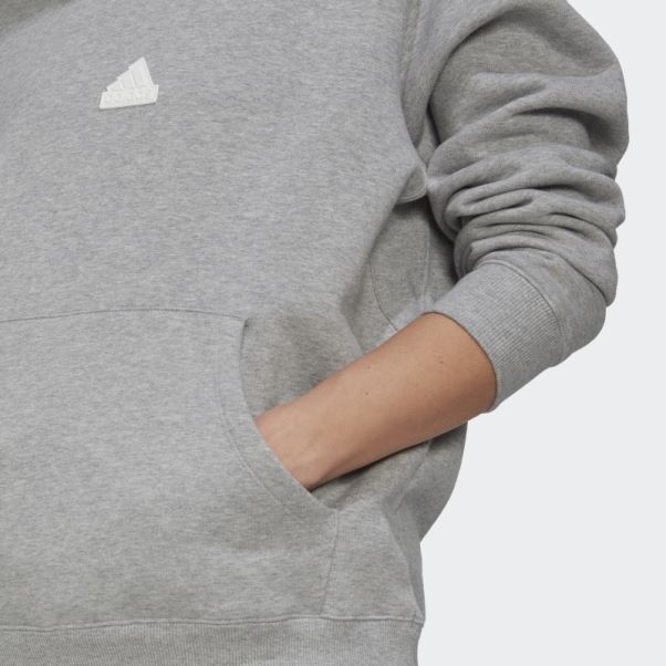 Sweat à Capuche Oversize Gris Moyen Adidas