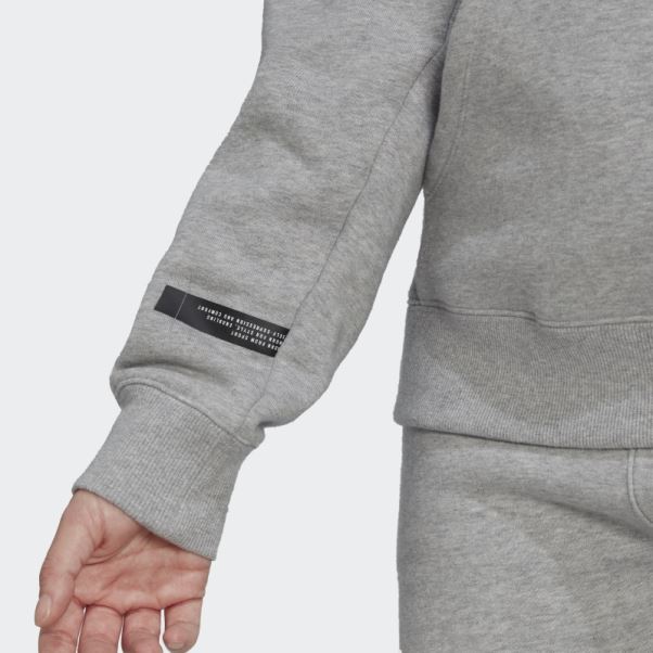 Sweat à Capuche Oversize Gris Moyen Adidas