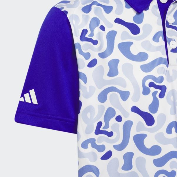Polo Imprimé Camouflage Adidas Bleu