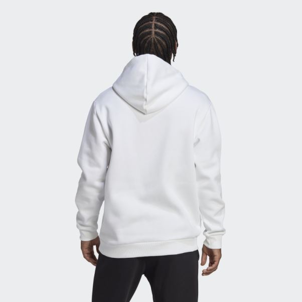 Adidas Sweat à Capuche En Molleton Imprimé Camouflage Essentials Blanc