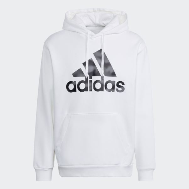 Adidas Sweat à Capuche En Molleton Imprimé Camouflage Essentials Blanc