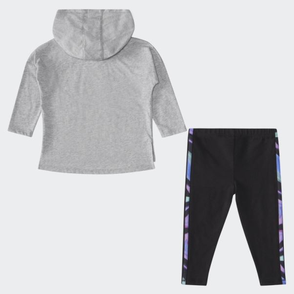 Ensemble Collant Ig Ls Hoodtee Gris Chiné Adidas