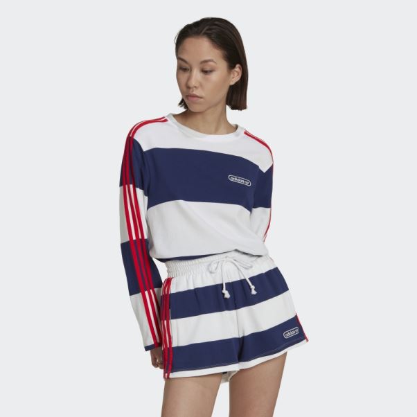 Sweat à Manches Longues Rayé Ciel Nocturne Adidas