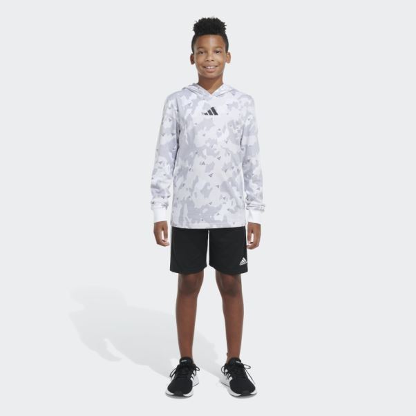 T-shirt Adidas Ls Hood Camo Blanc