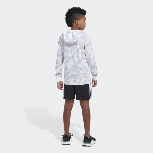 T-shirt Adidas Ls Hood Camo Blanc