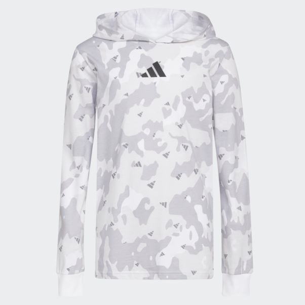 T-shirt Adidas Ls Hood Camo Blanc