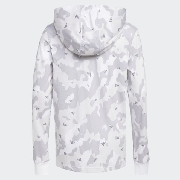 T-shirt Adidas Ls Hood Camo Blanc