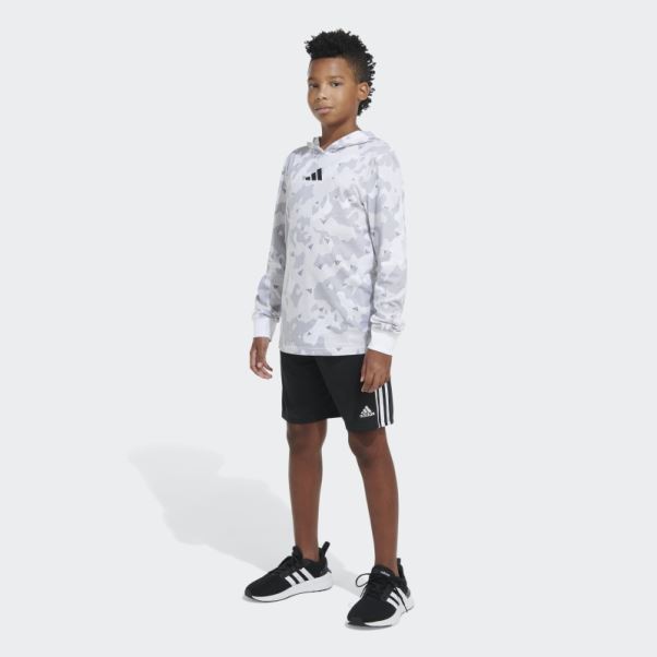 T-shirt Adidas Ls Hood Camo Blanc