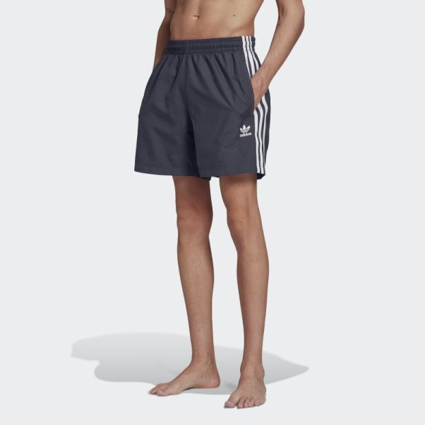 Adidas Short De Bain Bleu Marine Adicolor Classics 3 Bandes