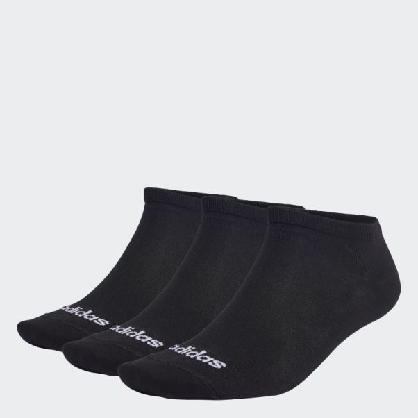 Chaussettes Basses Linéaires Fines 3 Paires Noir Adidas