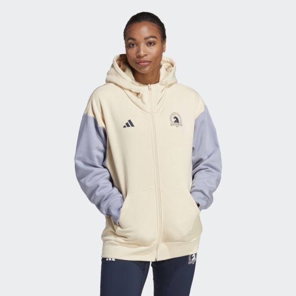 Adidas Sand Boston Marathon 2023 Made With Nature Sweat à Capuche De Course Entièrement Zippé