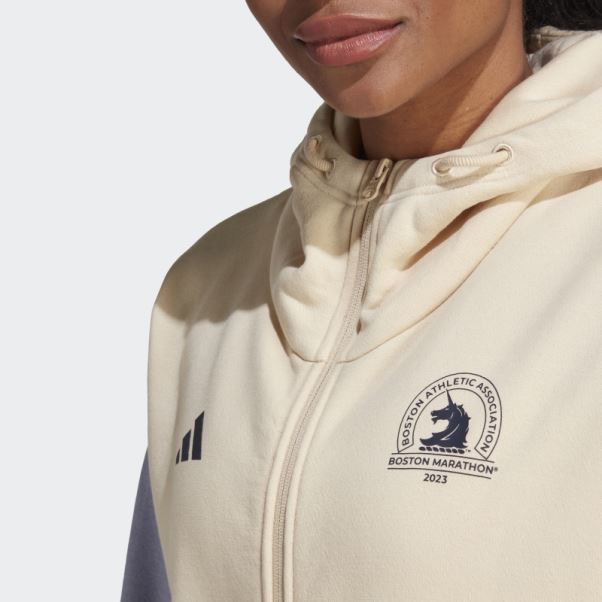 Adidas Sand Boston Marathon 2023 Made With Nature Sweat à Capuche De Course Entièrement Zippé