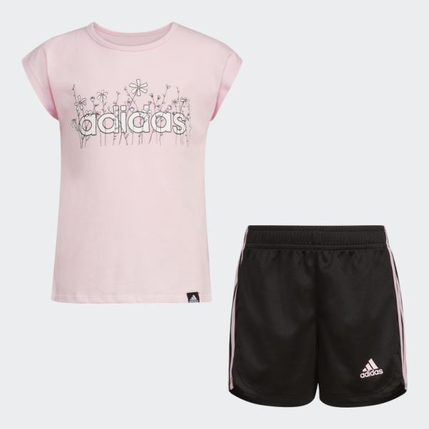 Ensemble Short En Mesh Avec T-shirt Graphique Adidas Rose