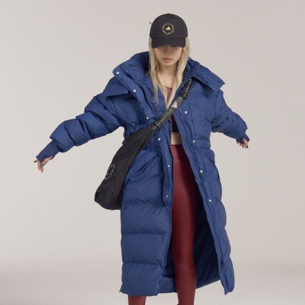 Adidas By Stella Mccartney Veste D'hiver Longue Matelassée Fashion Mystery Blue