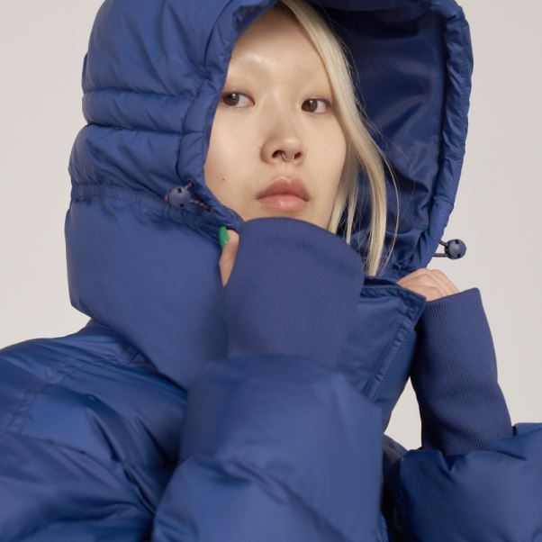 Adidas By Stella Mccartney Veste D'hiver Longue Matelassée Fashion Mystery Blue