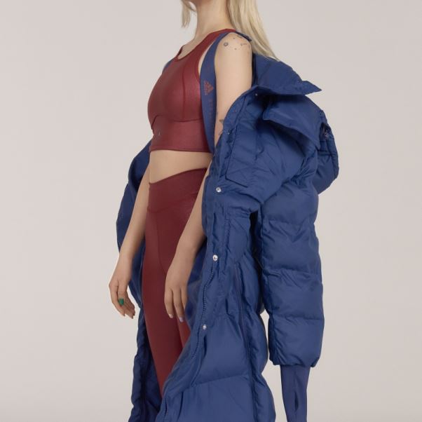 Adidas By Stella Mccartney Veste D'hiver Longue Matelassée Fashion Mystery Blue