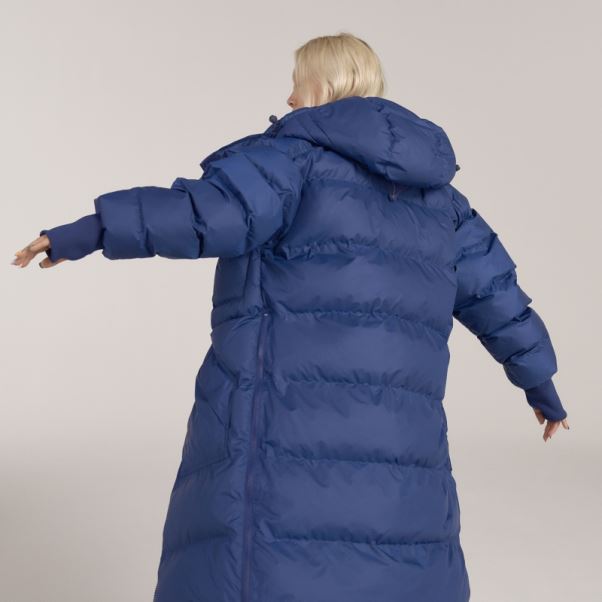 Adidas By Stella Mccartney Veste D'hiver Longue Matelassée Fashion Mystery Blue