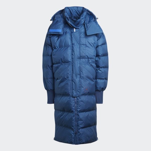 Adidas By Stella Mccartney Veste D'hiver Longue Matelassée Fashion Mystery Blue