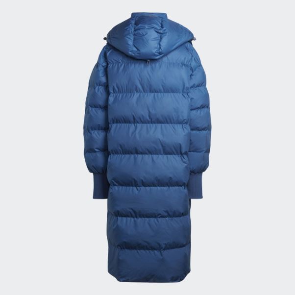 Adidas By Stella Mccartney Veste D'hiver Longue Matelassée Fashion Mystery Blue