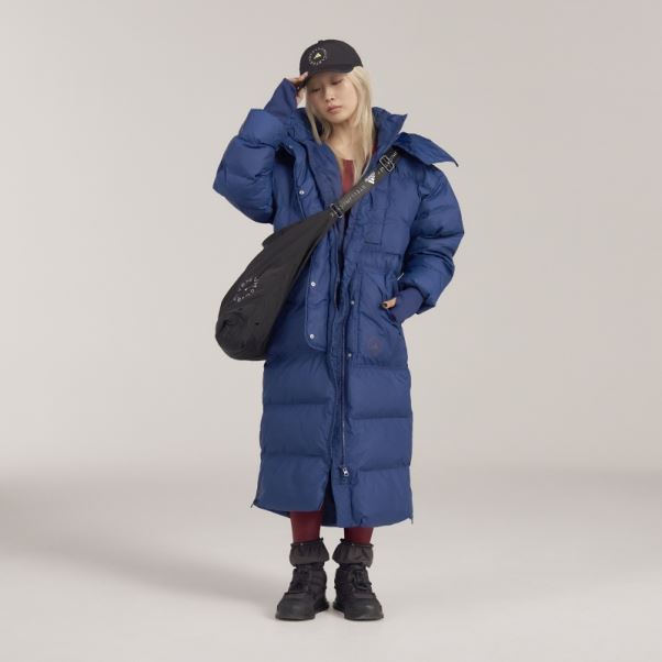 Adidas By Stella Mccartney Veste D'hiver Longue Matelassée Fashion Mystery Blue