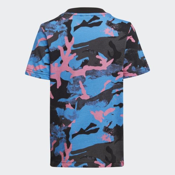 T-shirt Camouflage Imprimé Adidas Bleu