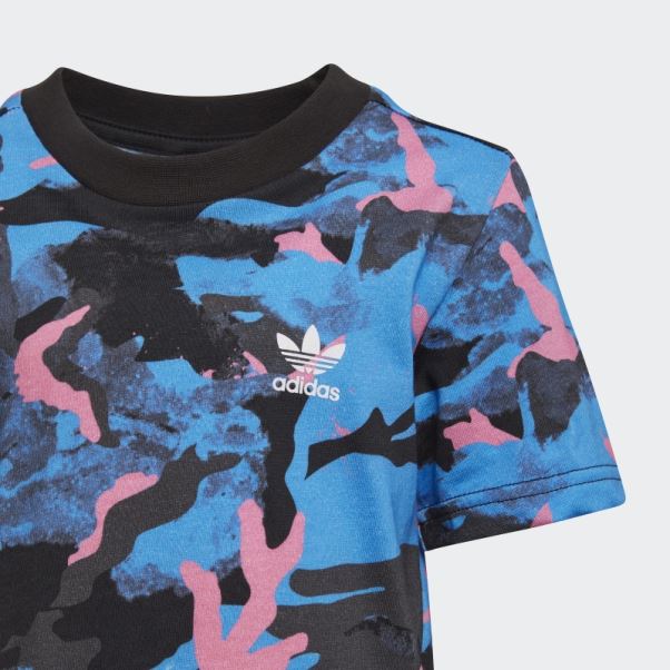 T-shirt Camouflage Imprimé Adidas Bleu